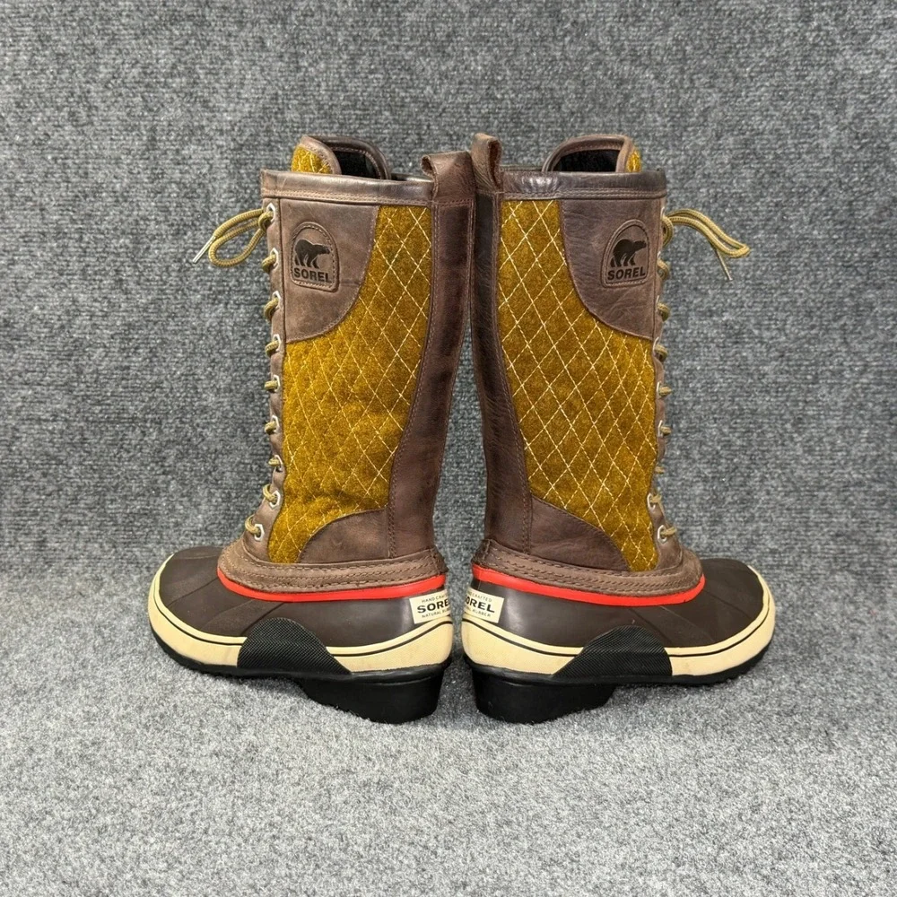 Sorel Sorelli Quilted Wool Winter Boots Women's 6 Green Brown Waterproof Snow